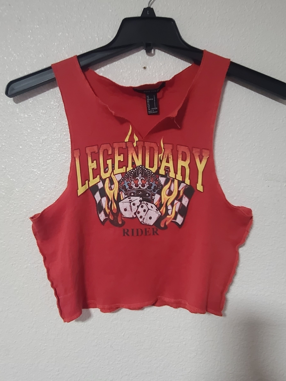 Forever 21 Red "Legendary Rider" Graphic Crop Tank